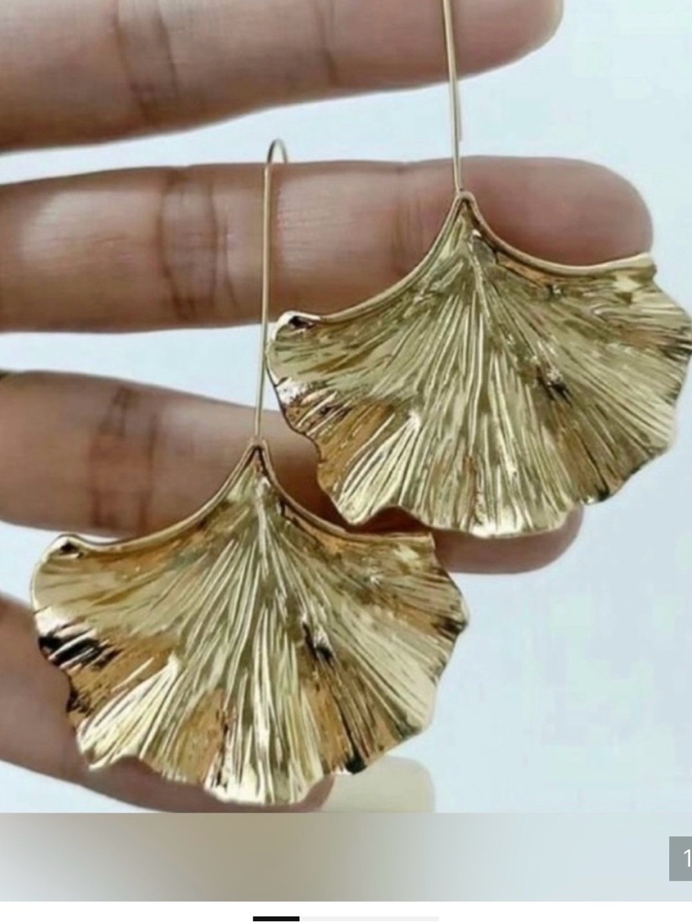 Gold Ginkgo Leaf Drop Earrings